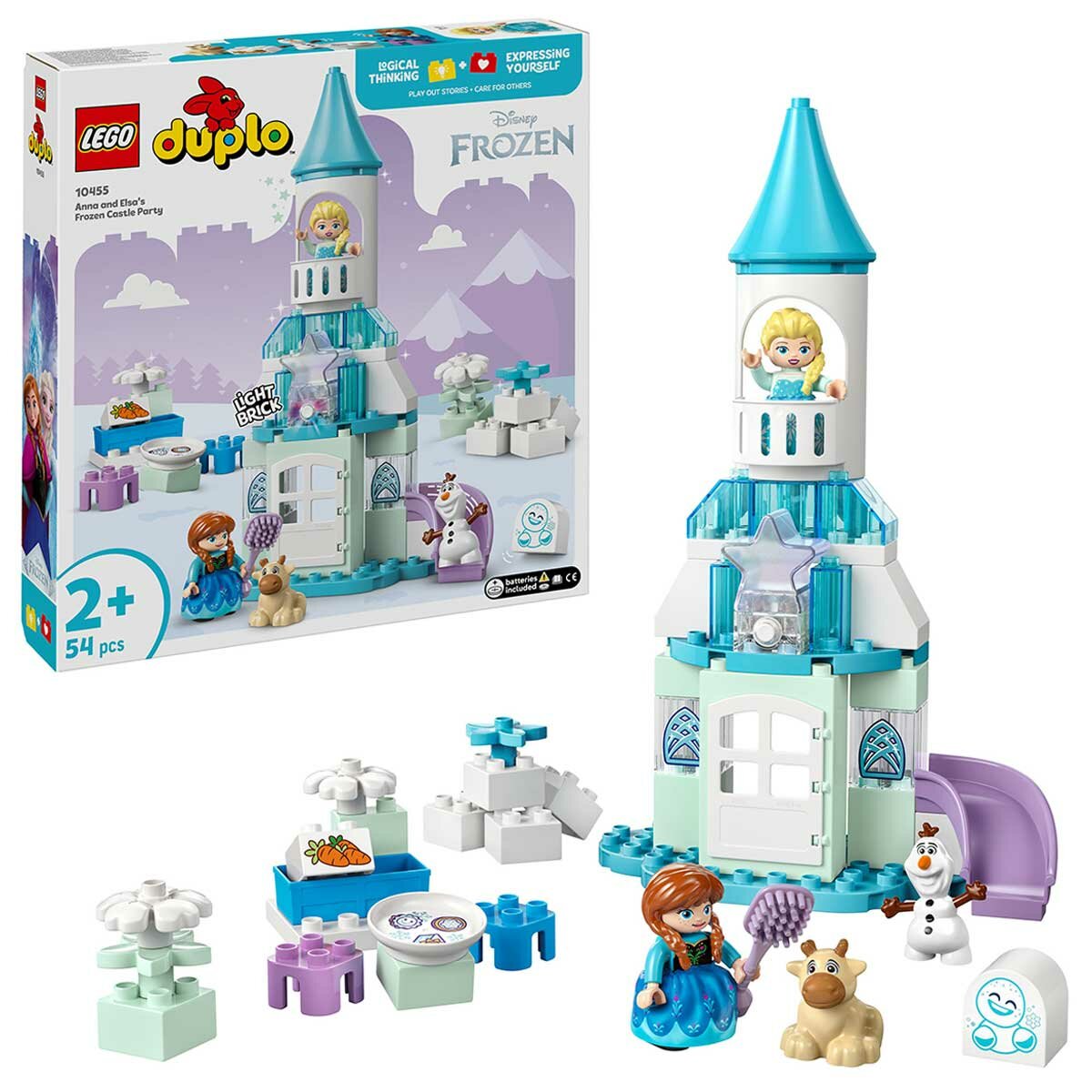 LEGO DUPLO Disney Anna and Elsa’s Frozen Castle Party 10455 Buildable Toddler Toy with Elsa, Anna, Olaf, and Baby Sven