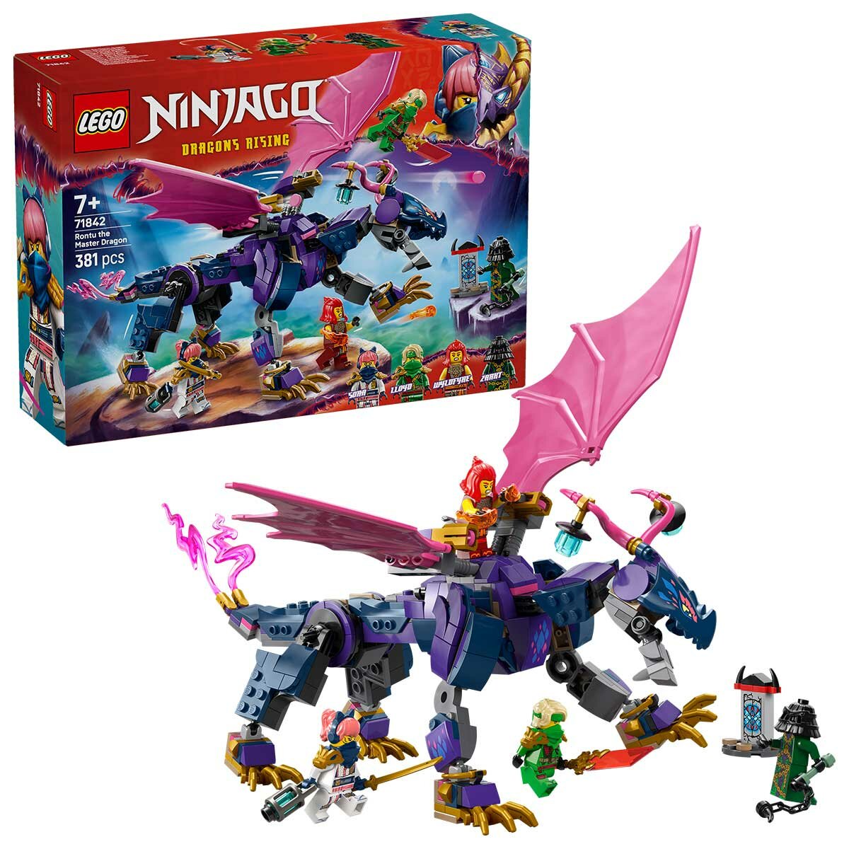 LEGO NINJAGO Rontu The Master Dragon 71842 Toy with 4 Minifigures, Dragon Toy with Posable Tail, Wings, and Stud Shooters