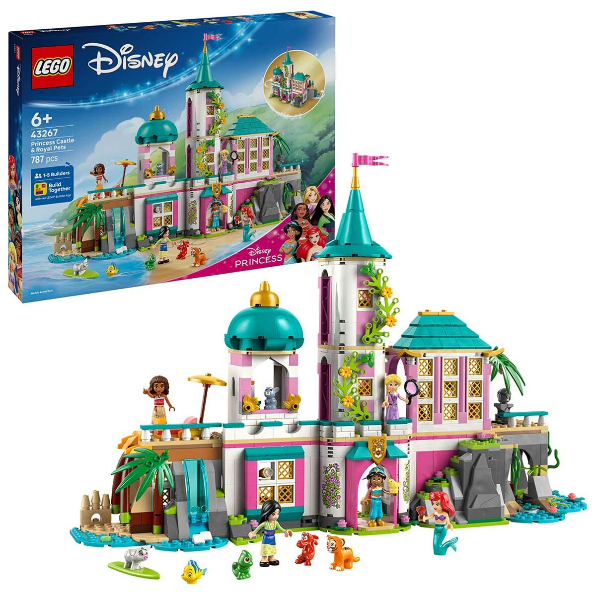 LEGO Disney Princess Castle And Royal Pets 43267 Building Playset with 5 Minidoll Characters and 5 Animal Characters