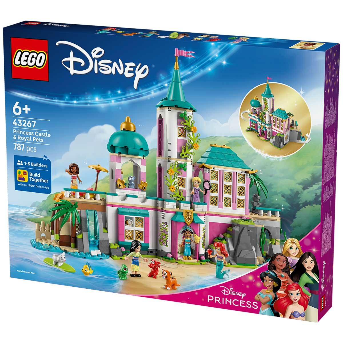 LEGO Disney Princess Castle And Royal Pets 43267 Building Playset with 5 Minidoll Characters and 5 Animal Characters