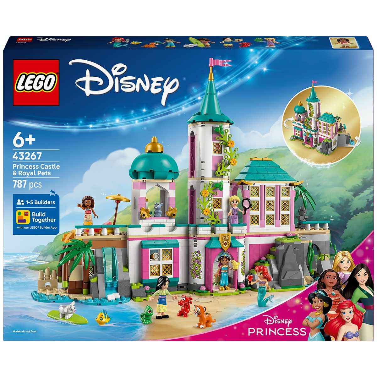 LEGO Disney Princess Castle And Royal Pets 43267 Building Playset with 5 Minidoll Characters and 5 Animal Characters