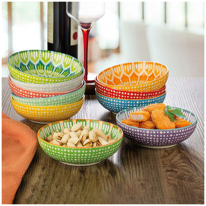 Signature Housewares 10 Piece Arrow Snack Bowl Set | Stoneware, 400ml, 13.9cm, Microwave & Dishwasher Safe