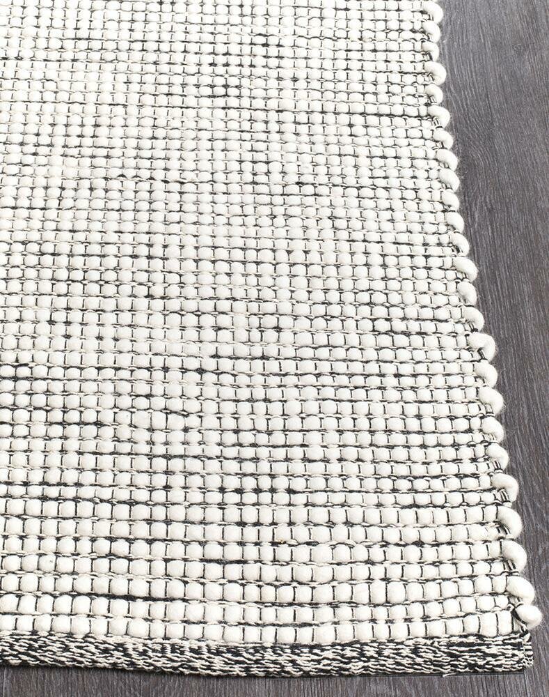 Rug Culture Loft Medium Black Felted Wool Rug 225x155cm - Hand Loomed - LFTBLK225X155
