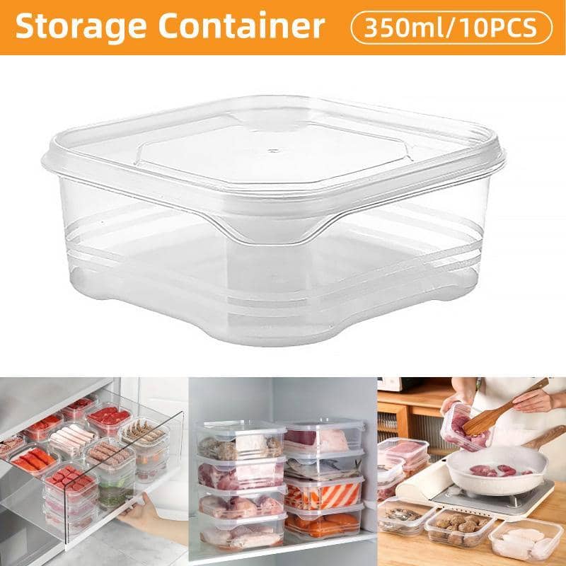 350ml Food Storage Boxes, 10 Pack - 10 x 12 x 4.5 cm, Clear