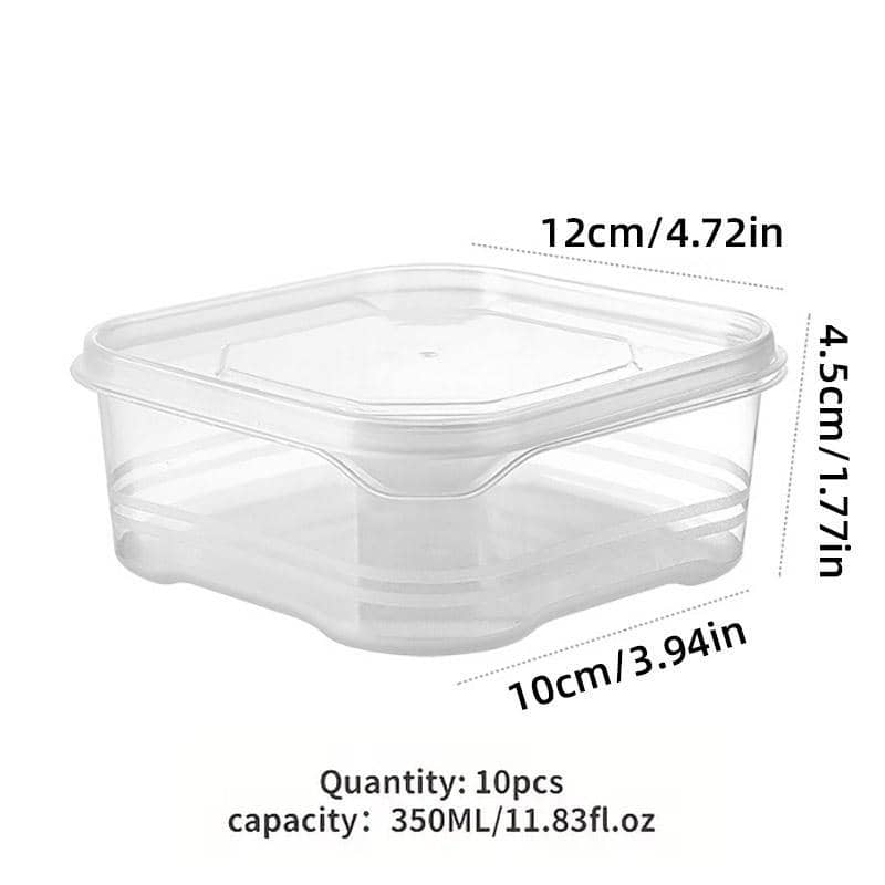 350ml Food Storage Boxes, 10 Pack - 10 x 12 x 4.5 cm, Clear - view 3