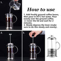 350ml Stainless Steel French Press Coffee Maker Heat Resistant Glass - Coffee Bean Pattern - view 5