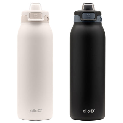 Ello Pop And Fill Insulated Stainless Steel Water Bottle 2 Pack Black/White 946ml