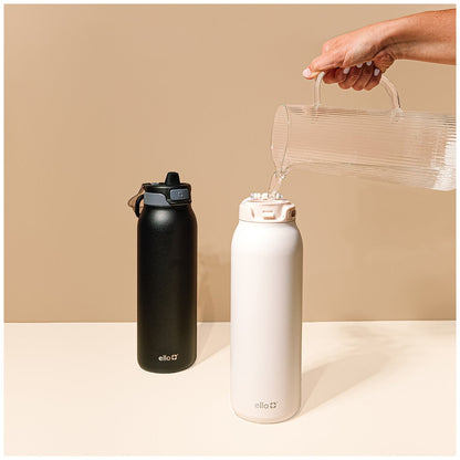 Ello Pop And Fill Insulated Stainless Steel Water Bottle 2 Pack Black/White 946ml