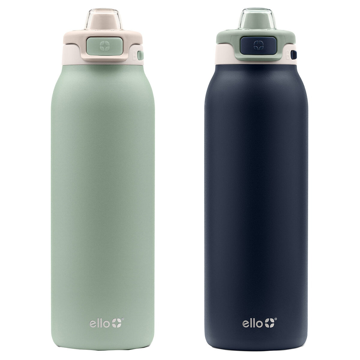 Ello Pop And Fill Insulated Stainless Steel Water Bottle 2 Pack Blue/Green 946ml