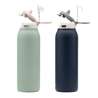 Ello Pop And Fill Insulated Stainless Steel Water Bottle 2 Pack Blue/Green 946ml