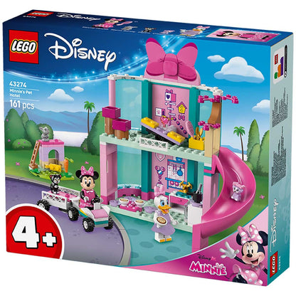 LEGO Disney Minnie's Pet Hotel 43274 Building Set with Minifigures, Play Kitchen, Bunny Hutch, Car, and Trailer