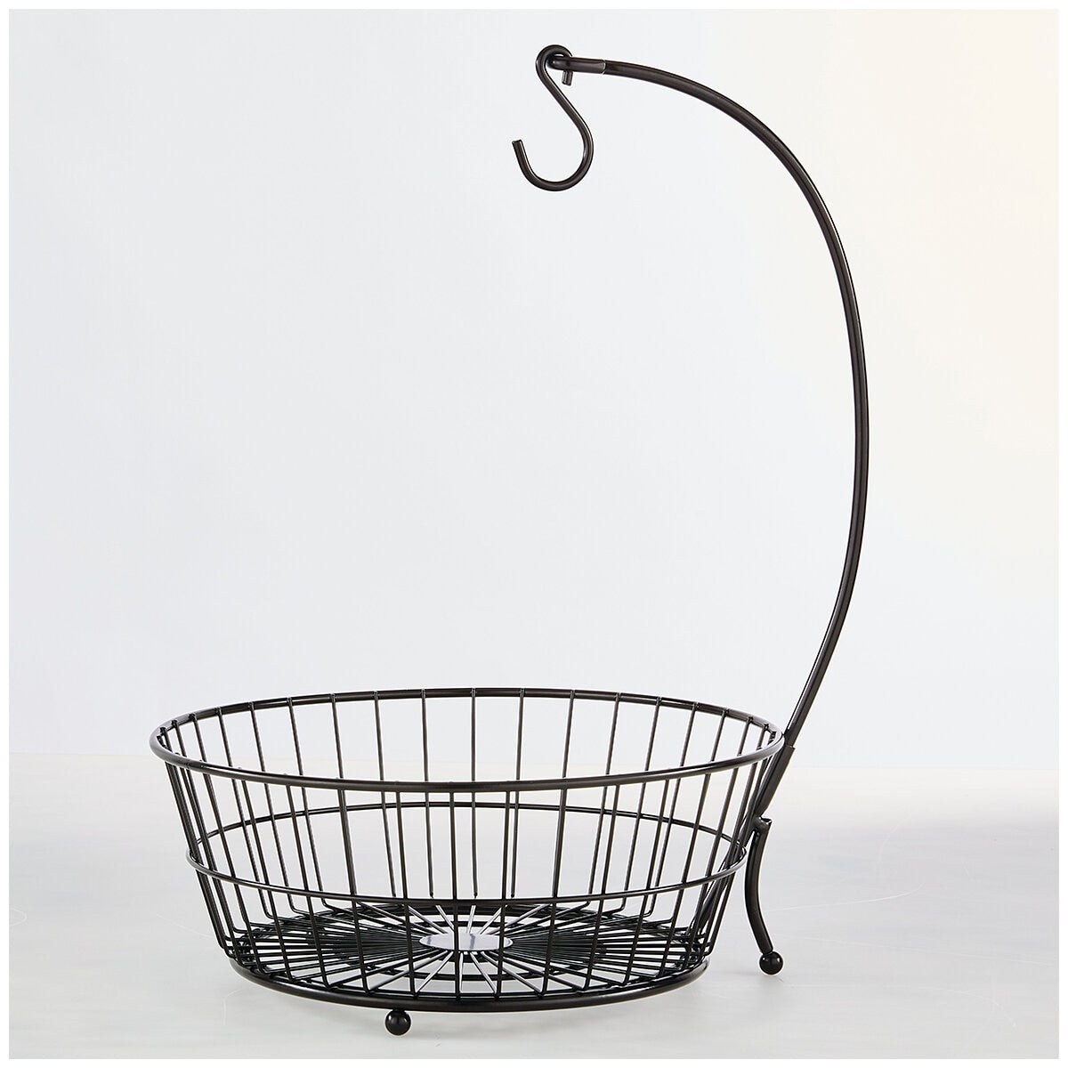 Gourmet Basics Mikasa Tully 2 Tier Basket with Banana Hook, 2 Fruit Storage Baskets, Black Finish, 32.6 x 30.2 x 44 cm