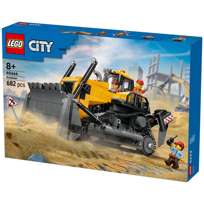 LEGO City Yellow Bulldozer 60466 Toy Vehicle with Moving Pistons, Cooler Fan, and 2 Worker Minifigures