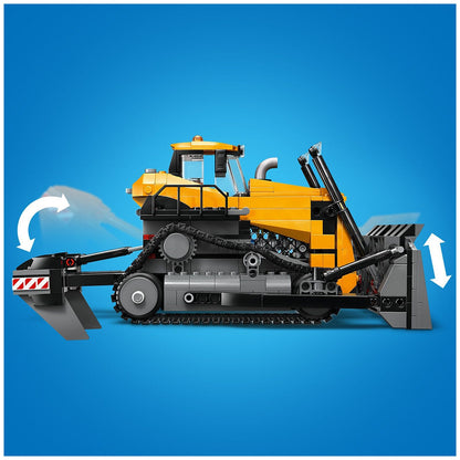 LEGO City Yellow Bulldozer 60466 Toy Vehicle with Moving Pistons, Cooler Fan, and 2 Worker Minifigures