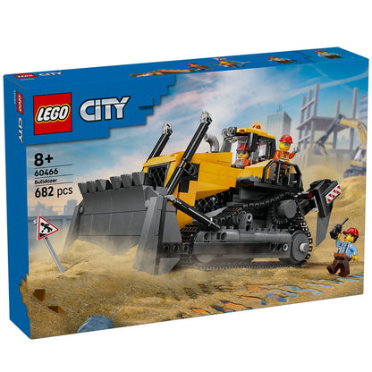 LEGO City Yellow Bulldozer 60466 Toy Vehicle with Moving Pistons, Cooler Fan, and 2 Worker Minifigures