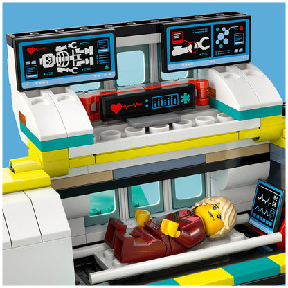 LEGO City Emergency Air Ambulance Airplane 60465 with Fold-Down Boarding Stairs, Onboard Medical Lab, Snow Scooter, Airport Scene, and 4 Minifigures