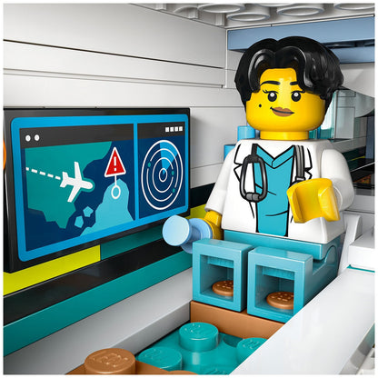 LEGO City Emergency Air Ambulance Airplane 60465 with Fold-Down Boarding Stairs, Onboard Medical Lab, Snow Scooter, Airport Scene, and 4 Minifigures