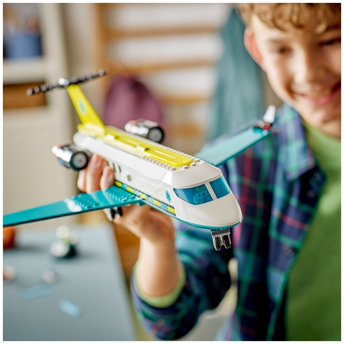 LEGO City Emergency Air Ambulance Airplane 60465 with Fold-Down Boarding Stairs, Onboard Medical Lab, Snow Scooter, Airport Scene, and 4 Minifigures