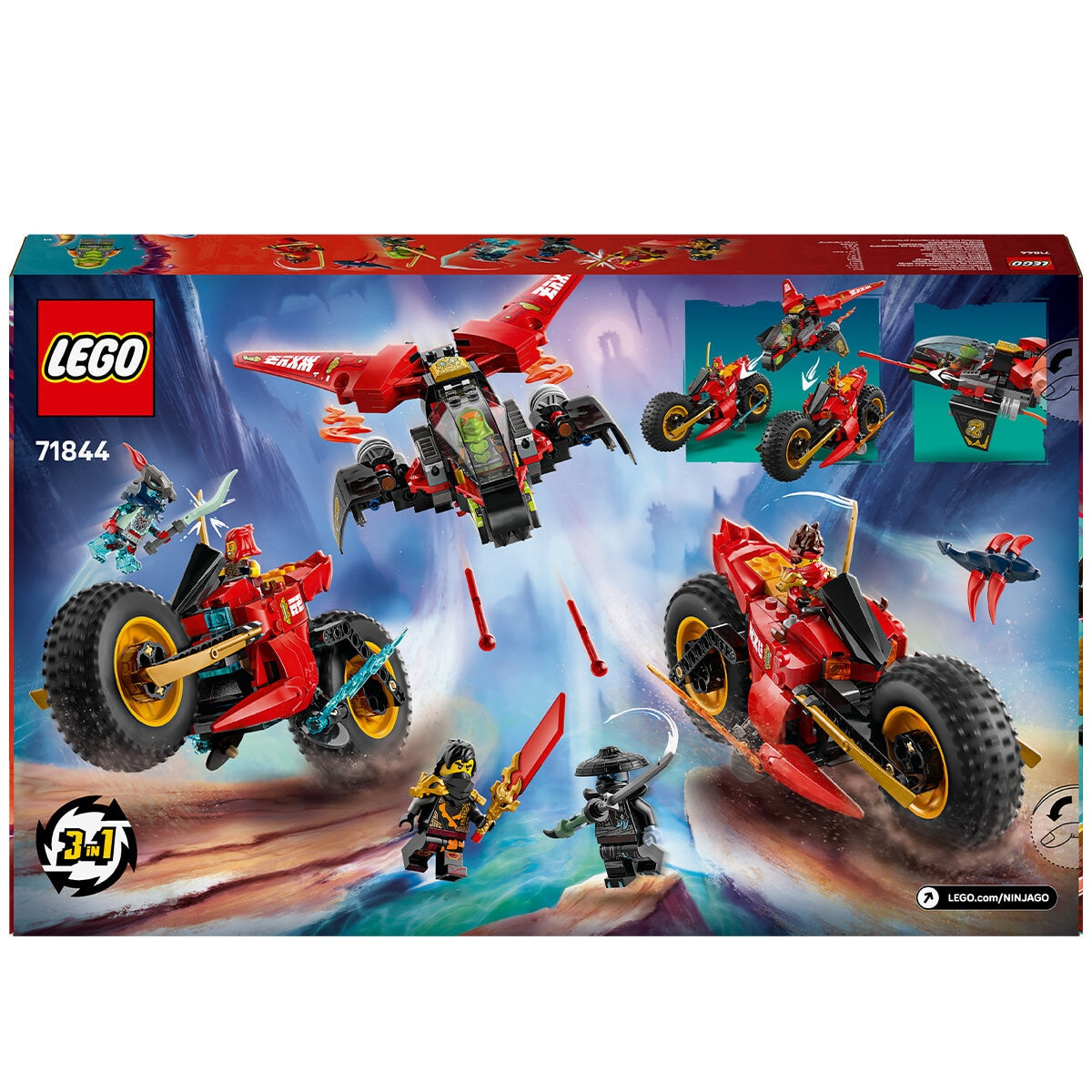 LEGO NINJAGO Ninja Combat Vehicle 71844 561-Piece Set with 6 Minifigures, Kai, Wyldfyre, Cole, Frak, 2 Villains, 24cm Long