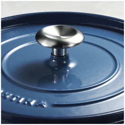 Tramontina Dutch Oven Set 3.7L & 5.6L Denim Blue, Cast Iron, Self-Basting Lid, Stainless Steel Knob