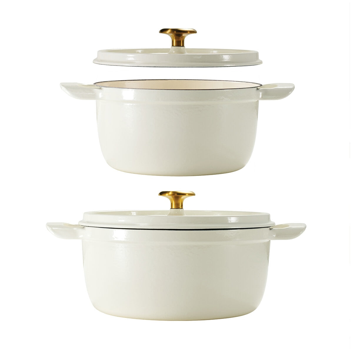 Tramontina Dutch Oven 2 Piece Marshmallow Set, Cast Iron, Porcelain Enamel, Self-Basting Lids, Stainless Steel Knob, 3.7L & 5.6L Sizes - SuperSaverAU - view 4