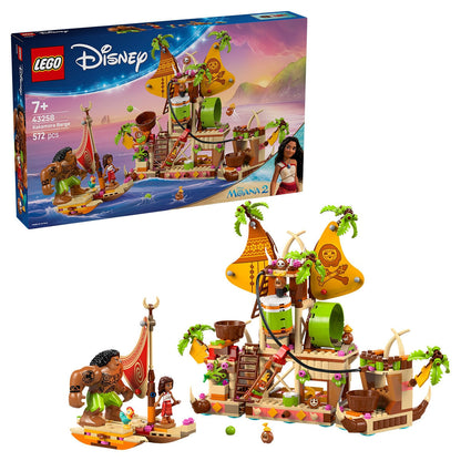 LEGO Disney Moana Kakamora Barge 43258 Building Set with 572 Pieces, 9 Characters, and Splitting Feature