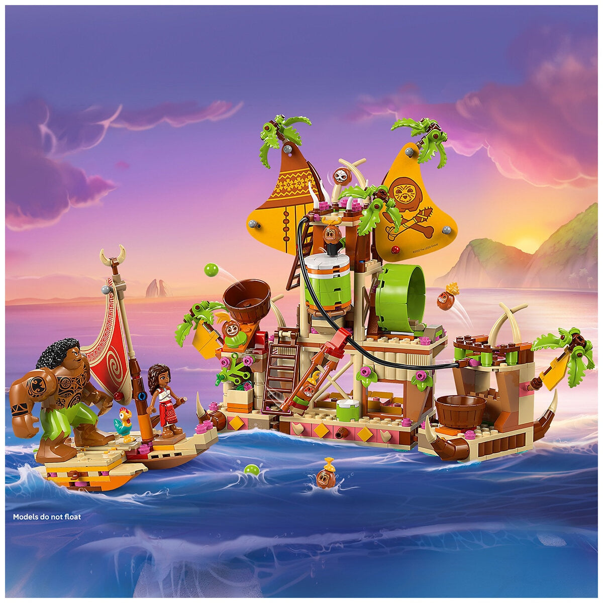 LEGO Disney Moana Kakamora Barge 43258 Building Set with 572 Pieces, 9 Characters, and Splitting Feature