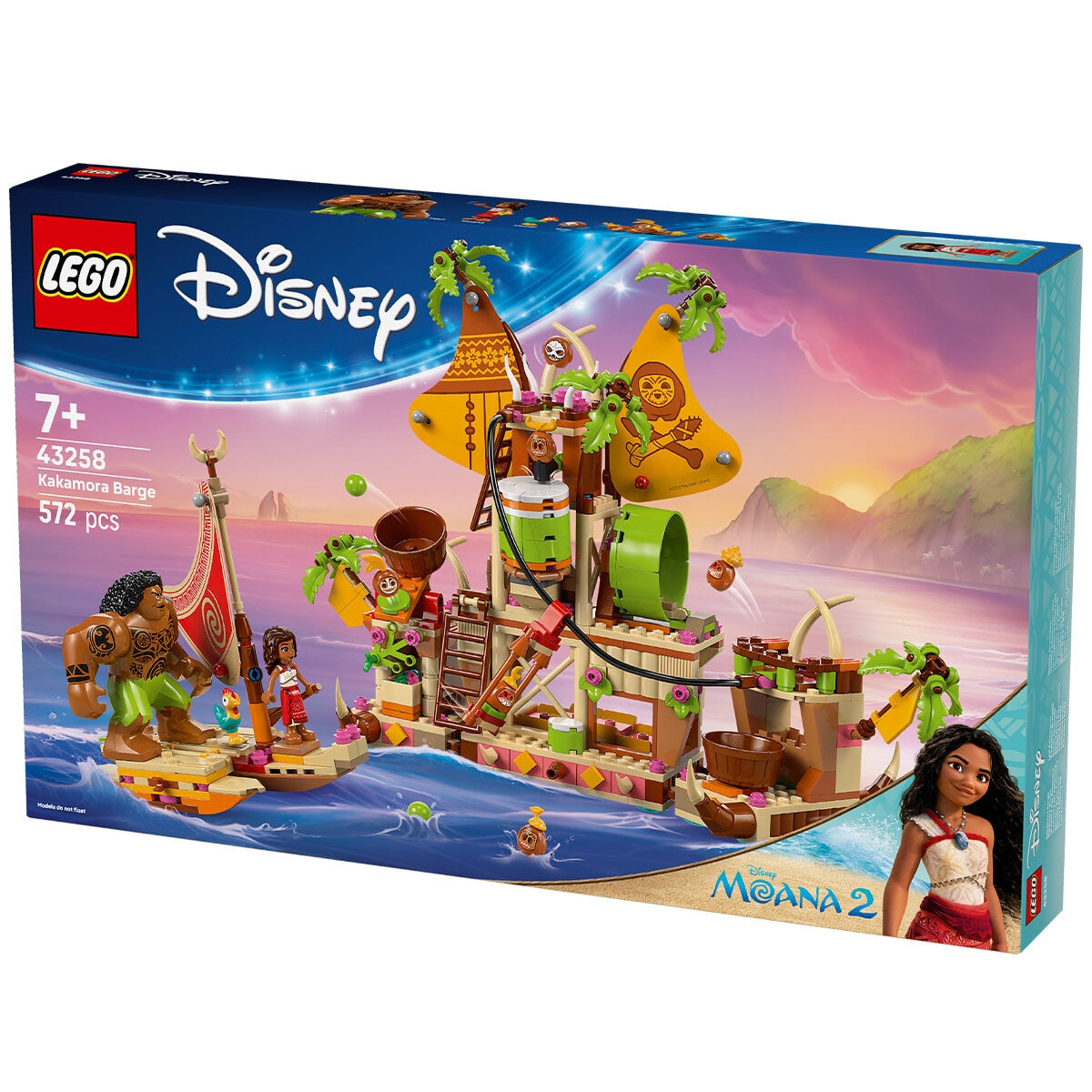 LEGO Disney Moana Kakamora Barge 43258 Building Set with 572 Pieces, 9 Characters, and Splitting Feature