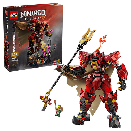 LEGO NINJAGO Fire Knight Mech 71846 Building Kit with Kai Minifigure, Sea Monster Battle Scene, and 996 Pieces