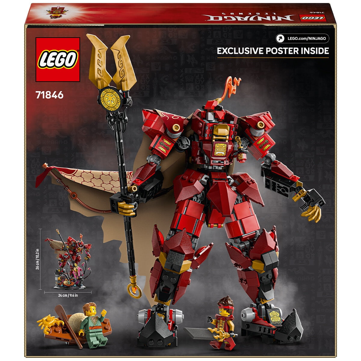 LEGO NINJAGO Fire Knight Mech 71846 Building Kit with Kai Minifigure, Sea Monster Battle Scene, and 996 Pieces