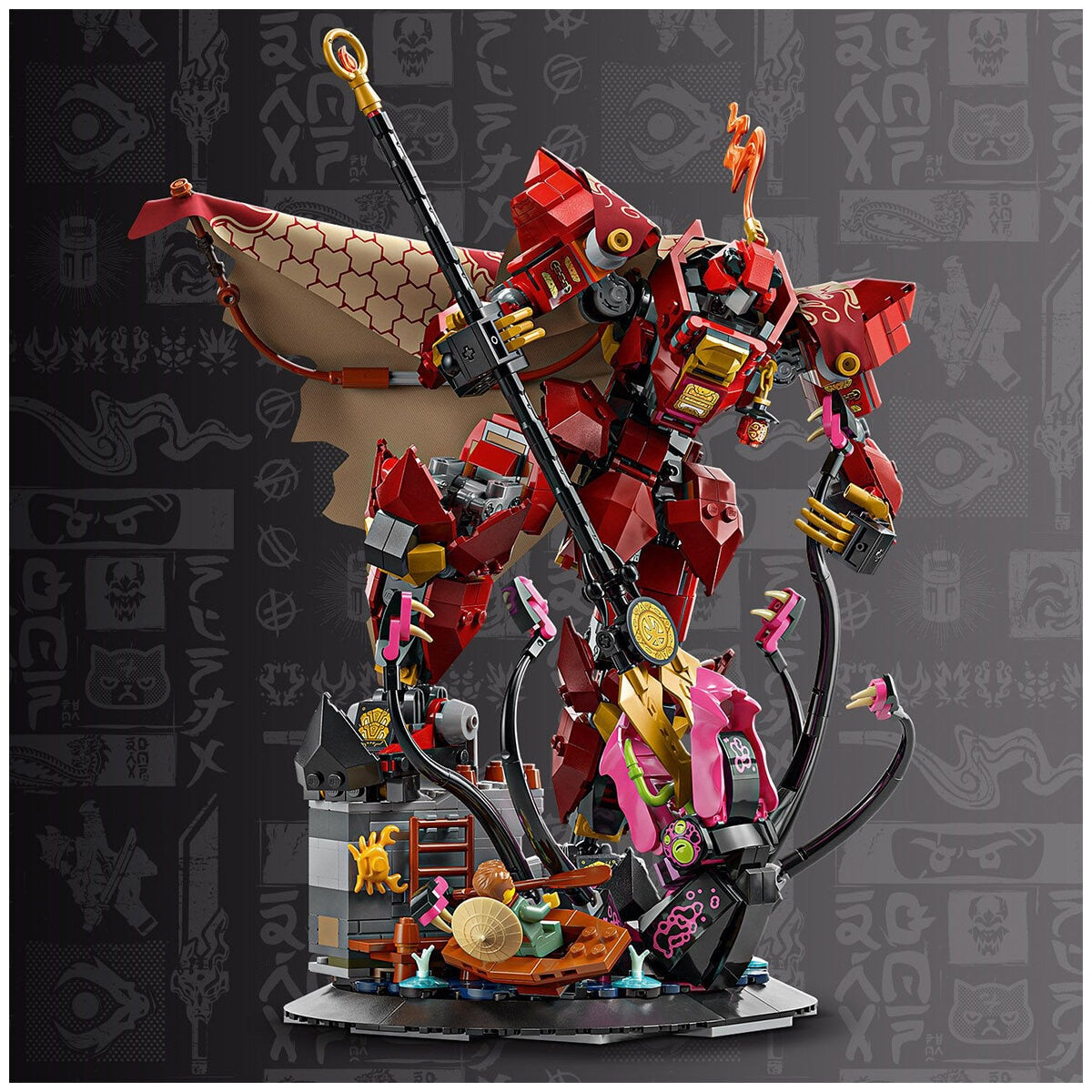LEGO NINJAGO Fire Knight Mech 71846 Building Kit with Kai Minifigure, Sea Monster Battle Scene, and 996 Pieces