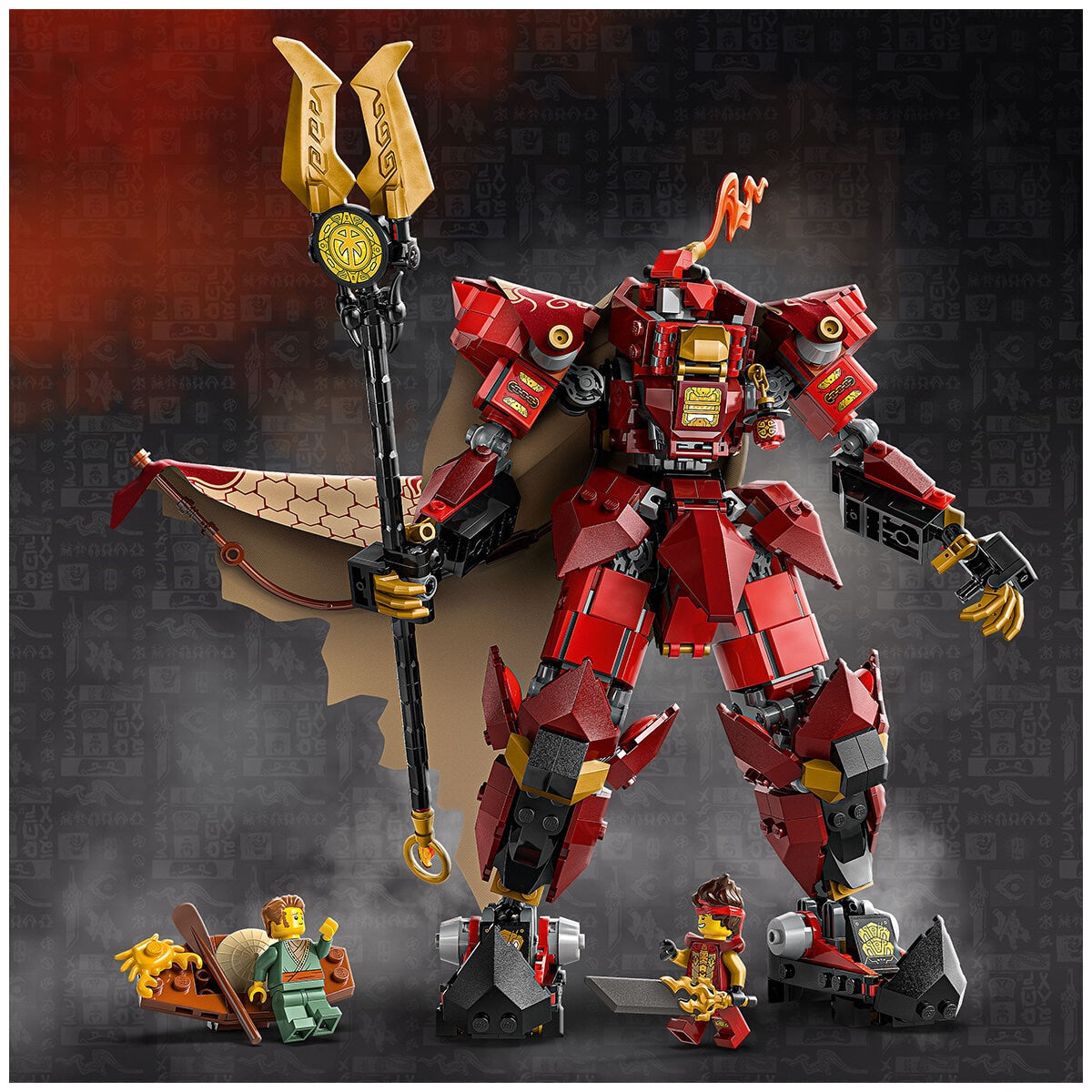LEGO NINJAGO Fire Knight Mech 71846 Building Kit with Kai Minifigure, Sea Monster Battle Scene, and 996 Pieces