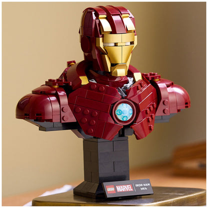 LEGO Marvel Iron Man MK4 Bust 76327 | Collectible Model with 436 Pieces, Adjustable Flaps, Shoulder Cannons, Rotating Head, and Iron Man Minifigure