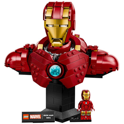 LEGO Marvel Iron Man MK4 Bust 76327 | Collectible Model with 436 Pieces, Adjustable Flaps, Shoulder Cannons, Rotating Head, and Iron Man Minifigure