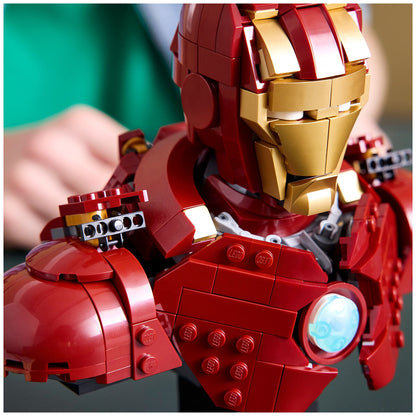 LEGO Marvel Iron Man MK4 Bust 76327 | Collectible Model with 436 Pieces, Adjustable Flaps, Shoulder Cannons, Rotating Head, and Iron Man Minifigure