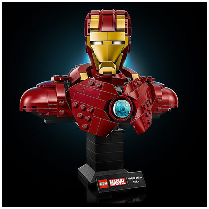 LEGO Marvel Iron Man MK4 Bust 76327 | Collectible Model with 436 Pieces, Adjustable Flaps, Shoulder Cannons, Rotating Head, and Iron Man Minifigure