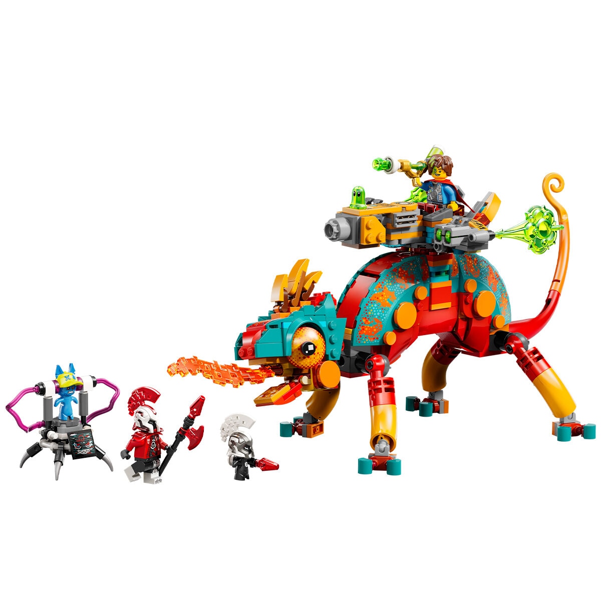 LEGO DREAMZzz Mateo's Fire Chameleon 71492 Building Set | 443 Pieces, Ages 7+ | Transformable Chameleon Toy with Blaster Turret, Jet, Mini Mech