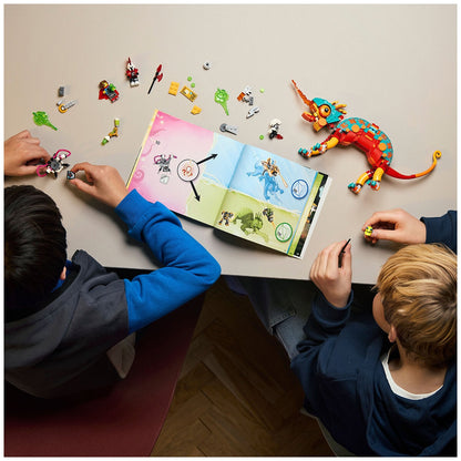 LEGO DREAMZzz Mateo's Fire Chameleon 71492 Building Set | 443 Pieces, Ages 7+ | Transformable Chameleon Toy with Blaster Turret, Jet, Mini Mech