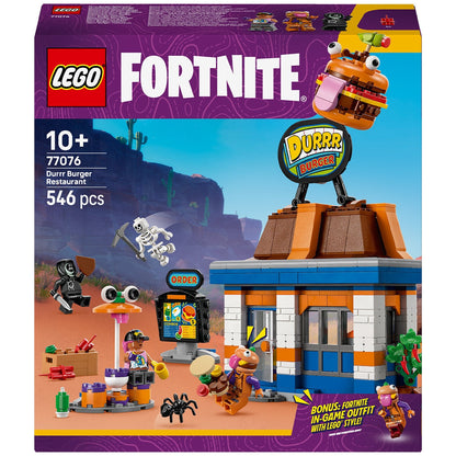 LEGO Fortnite Durrr Burger Restaurant 77076 Building Set with 546 Pieces, Modular Design, Customizable Features, and Exclusive Beef Boss Outfit