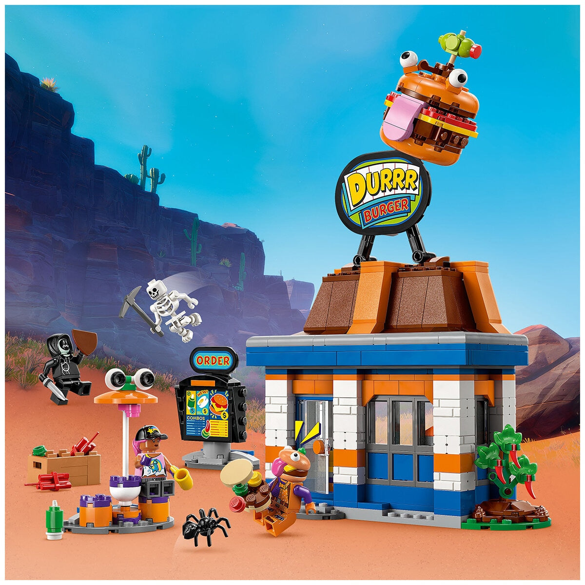 LEGO Fortnite Durrr Burger Restaurant 77076 Building Set with 546 Pieces, Modular Design, Customizable Features, and Exclusive Beef Boss Outfit
