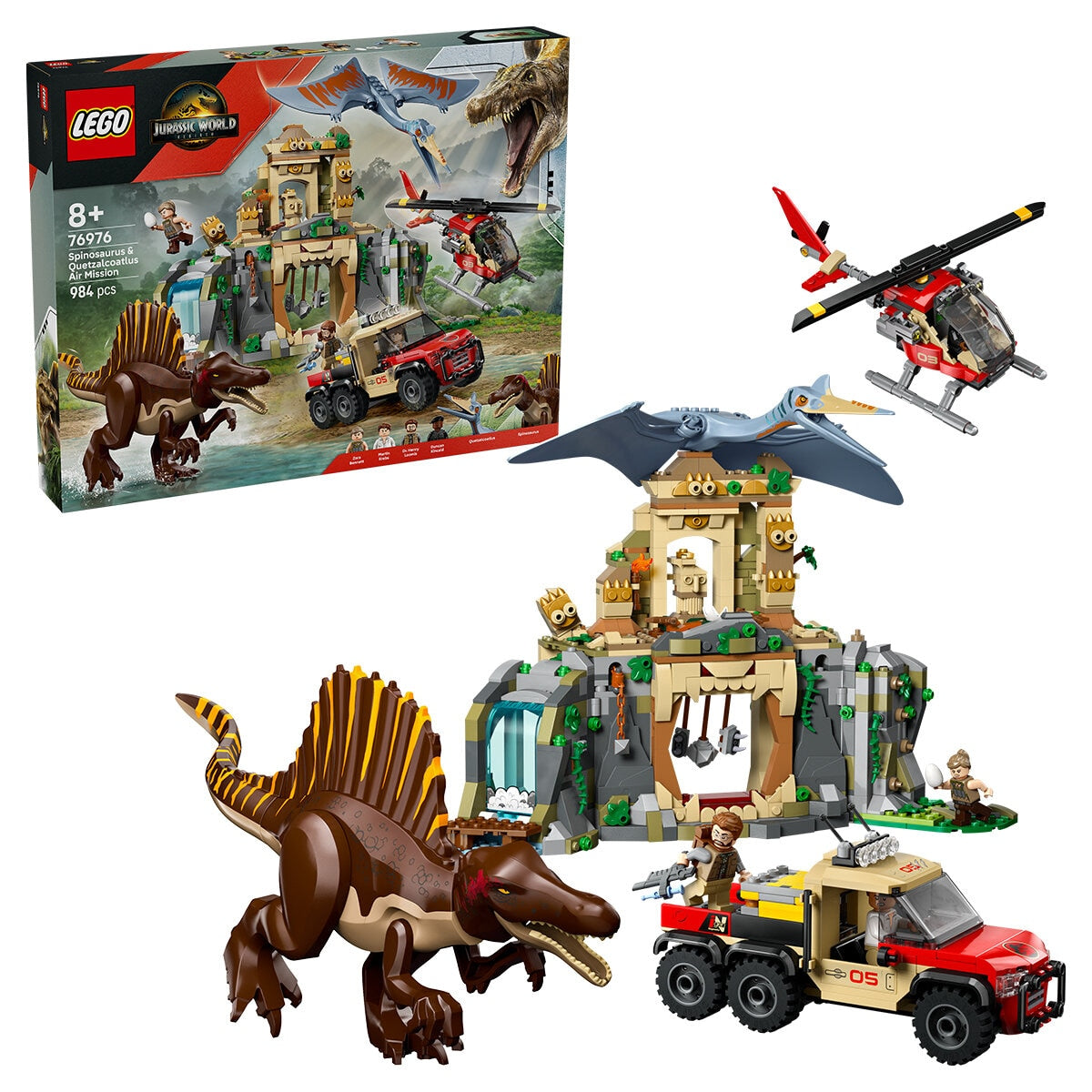 LEGO Jurassic World Spinosaurus And Quetzalcoatlus Air Mission 76976 Dinosaur Toy Set with 984 Pieces