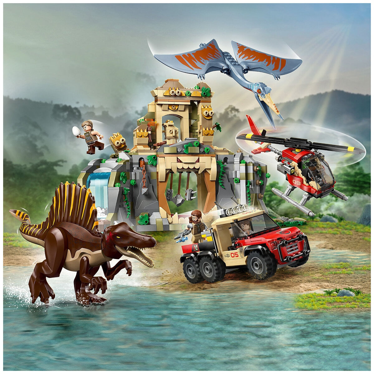 LEGO Jurassic World Spinosaurus And Quetzalcoatlus Air Mission 76976 Dinosaur Toy Set with 984 Pieces