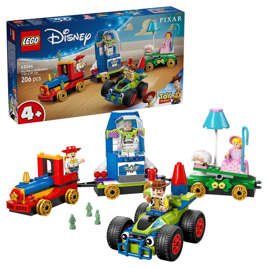 LEGO Disney Toy Story Celebration Train And RC Car 43264 - 206 Pieces, Ages 4+, 32 cm Long, Woody, Jessie, Bo Peep, Buzz Lightyear