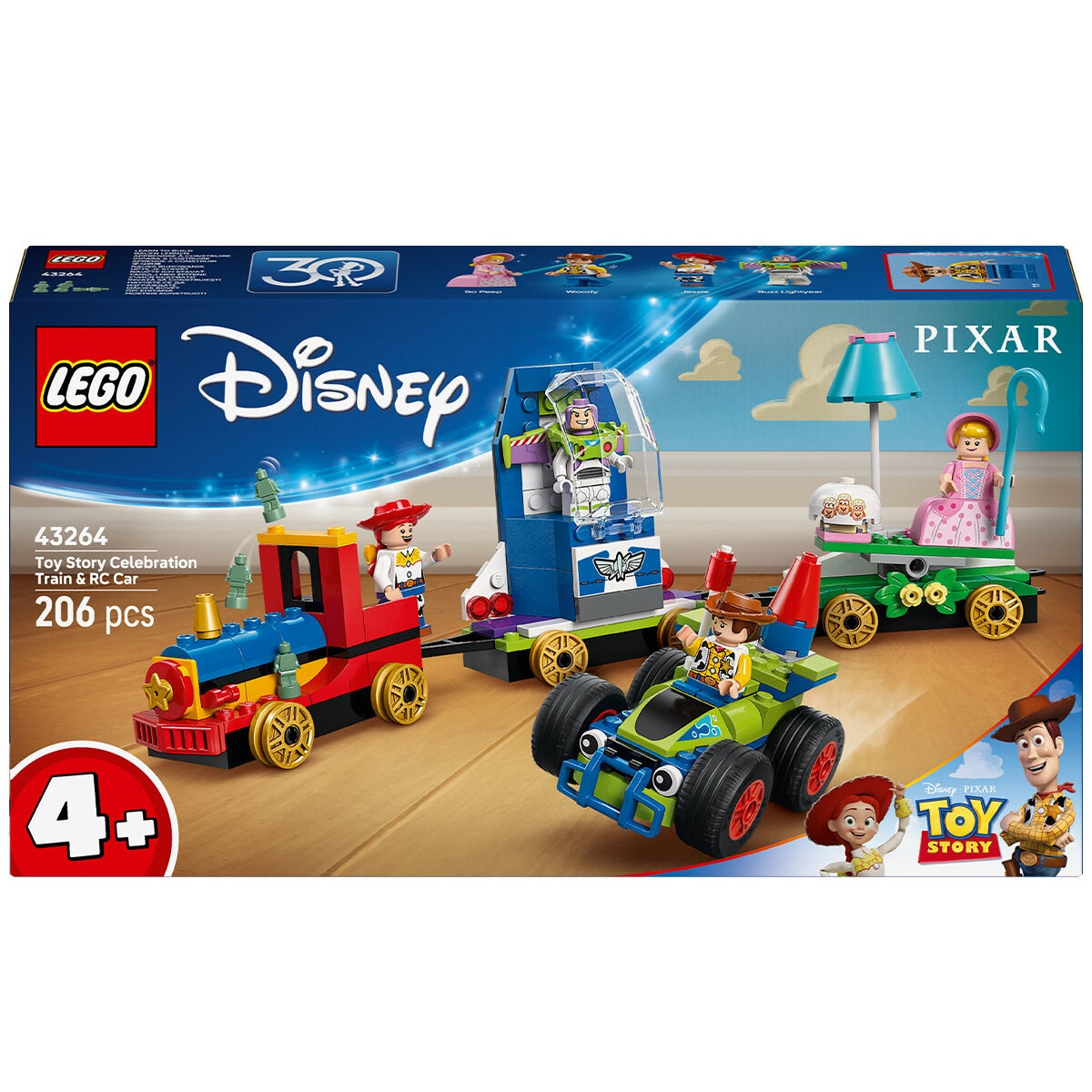LEGO Disney Toy Story Celebration Train And RC Car 43264 - 206 Pieces, Ages 4+, 32 cm Long, Woody, Jessie, Bo Peep, Buzz Lightyear