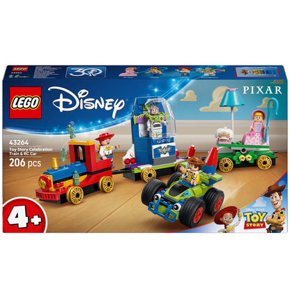 LEGO Disney Toy Story Celebration Train And RC Car 43264 - 206 Pieces, Ages 4+, 32 cm Long, Woody, Jessie, Bo Peep, Buzz Lightyear