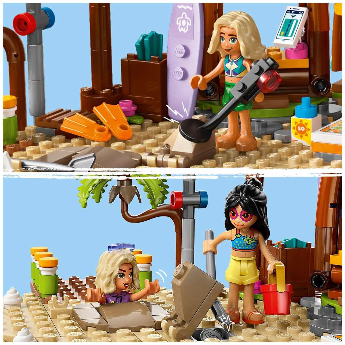 LEGO Friends Family Vacation Beach Resort 42673 | 1140 Pieces, Ages 8+ | Dolphin, Turtle, Water Sports, Ice Cream Stand, Slide, LEGO Builder App - SuperSaverAU - view 3