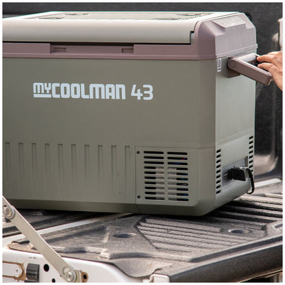 myCOOLMAN 43L Recreational Single Zone Fridge with Bluetooth Control, Turbo Mode, Dual Coloured Lighting, and 12/24V Compatibility