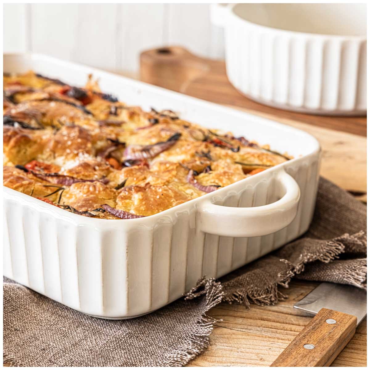 over&back Aspirations Bakeware 2 Piece Set - Stoneware Rustic Chic Bakers, Oven To Table, Microwave & Dishwasher Safe