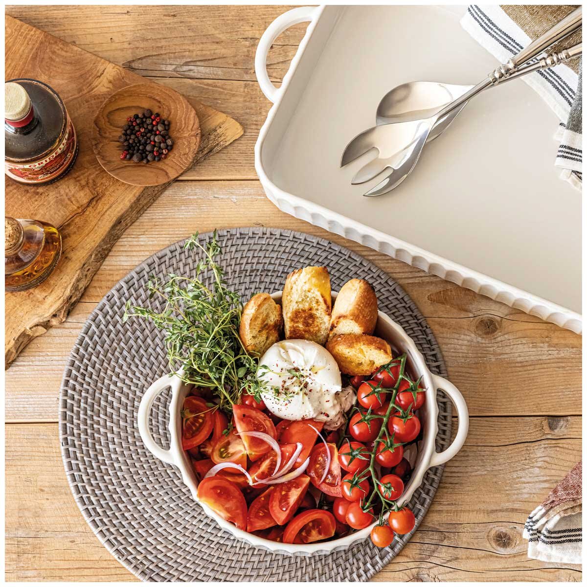 over&back Aspirations Bakeware 2 Piece Set - Stoneware Rustic Chic Bakers, Oven To Table, Microwave & Dishwasher Safe