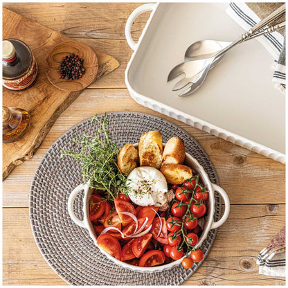 over&back Aspirations Bakeware 2 Piece Set - Stoneware Rustic Chic Bakers, Oven To Table, Microwave & Dishwasher Safe